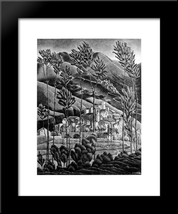 Alfedena Abruzzi 20x24 Black Modern Wood Framed Art Print Poster by Escher, M.C.