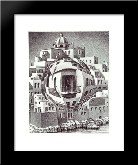 Balcony 20x24 Black Modern Wood Framed Art Print Poster by Escher, M.C.