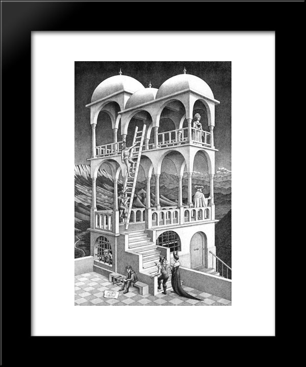 Belvedere 20x24 Black Modern Wood Framed Art Print Poster by Escher, M.C.