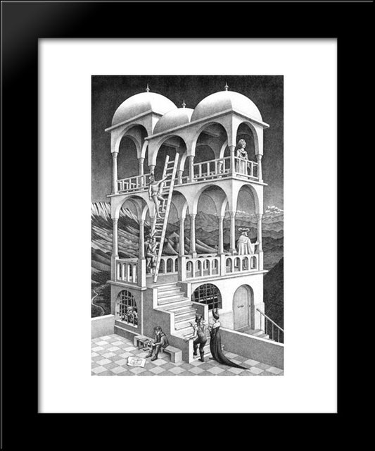 Belvedere 20x24 Black Modern Wood Framed Art Print Poster by Escher, M.C.