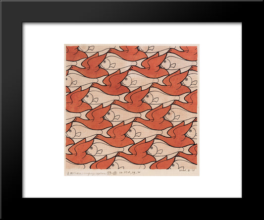 Bird Fish 20x24 Black Modern Wood Framed Art Print Poster by Escher, M.C.