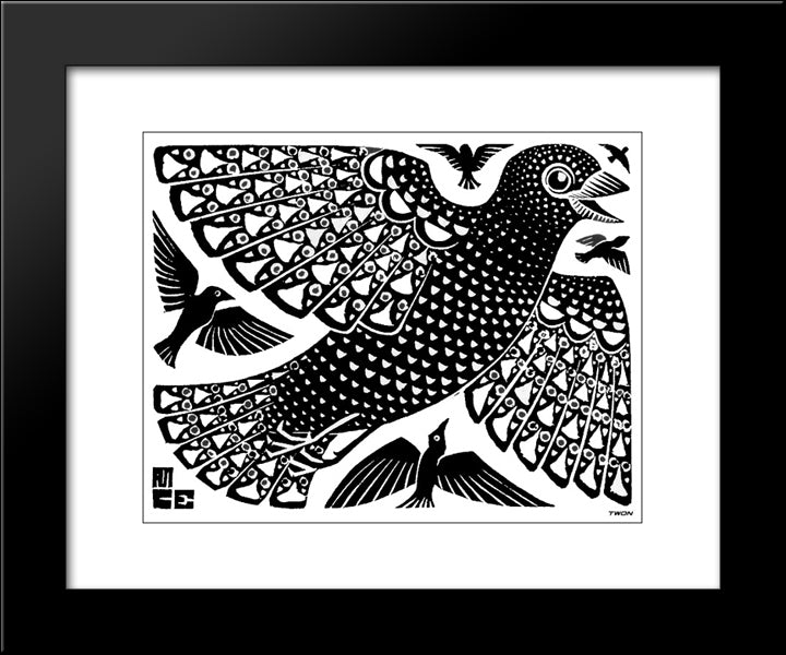 Birds 20x24 Black Modern Wood Framed Art Print Poster by Escher, M.C.