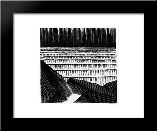 Blocks Of Basalt Along The Sea 20x24 Black Modern Wood Framed Art Print Poster by Escher, M.C.