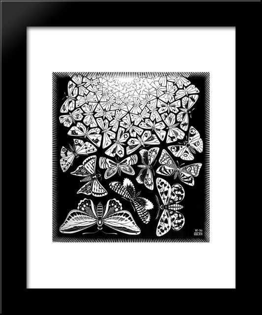 Butterflies 20x24 Black Modern Wood Framed Art Print Poster by Escher, M.C.