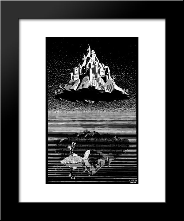 Castle In The Air 20x24 Black Modern Wood Framed Art Print Poster by Escher, M.C.