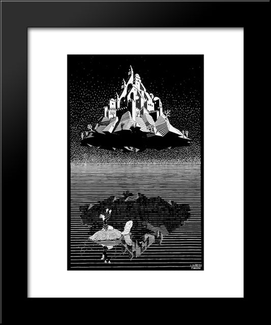 Castle In The Air 20x24 Black Modern Wood Framed Art Print Poster by Escher, M.C.