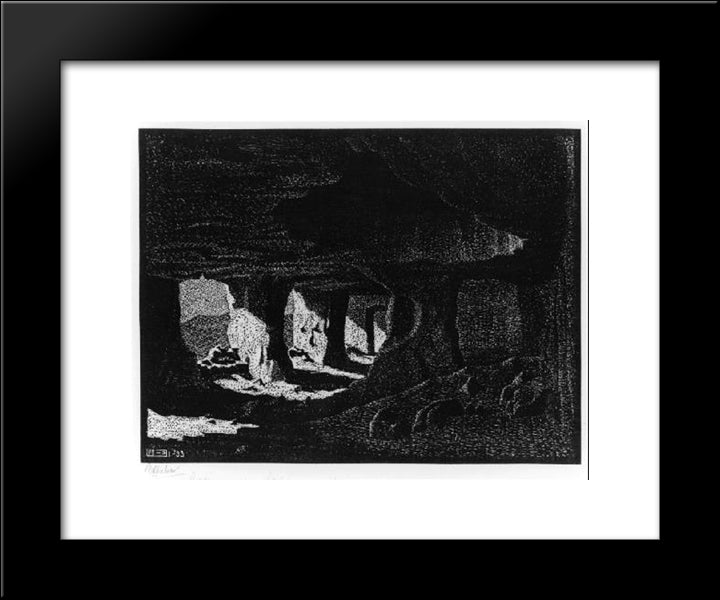 Cave Dwellings (Near Sperlinga), Sicily 20x24 Black Modern Wood Framed Art Print Poster by Escher, M.C.