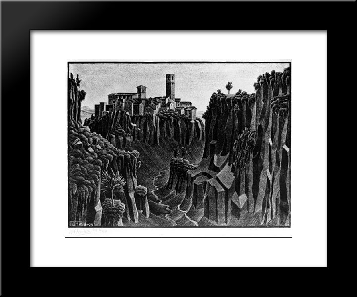 Cimino Barbarano 20x24 Black Modern Wood Framed Art Print Poster by Escher, M.C.