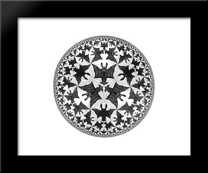 Circle Limit Iv 20x24 Black Modern Wood Framed Art Print Poster by Escher, M.C.