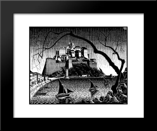 Citadel Of Calvi Corsica 20x24 Black Modern Wood Framed Art Print Poster by Escher, M.C.