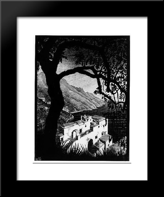 Coast Of Amalfi 20x24 Black Modern Wood Framed Art Print Poster by Escher, M.C.