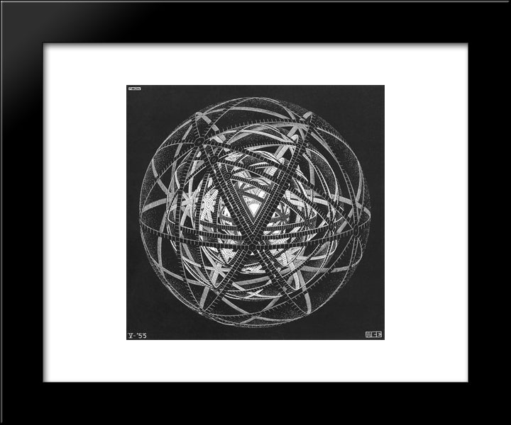 Concentric Rinds 20x24 Black Modern Wood Framed Art Print Poster by Escher, M.C.