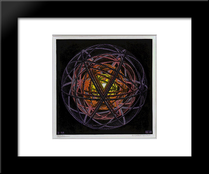 Concentric Rinds Colour 20x24 Black Modern Wood Framed Art Print Poster by Escher, M.C.