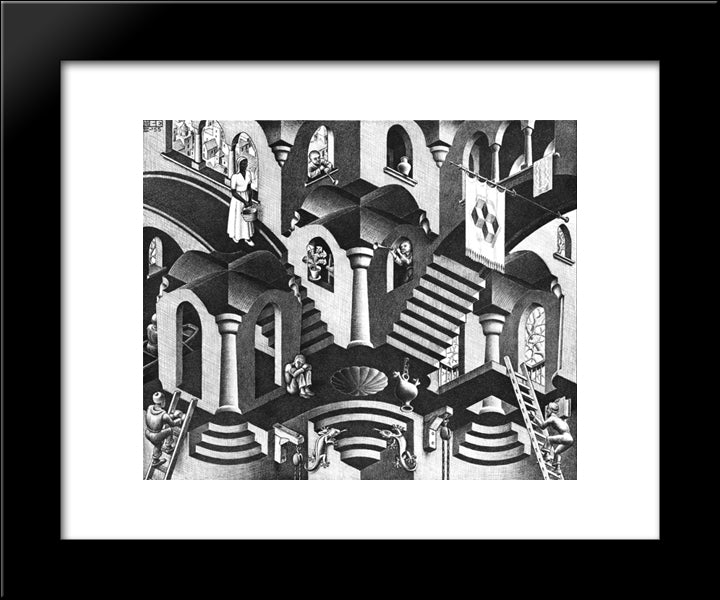 Convex And Concave 20x24 Black Modern Wood Framed Art Print Poster by Escher, M.C.