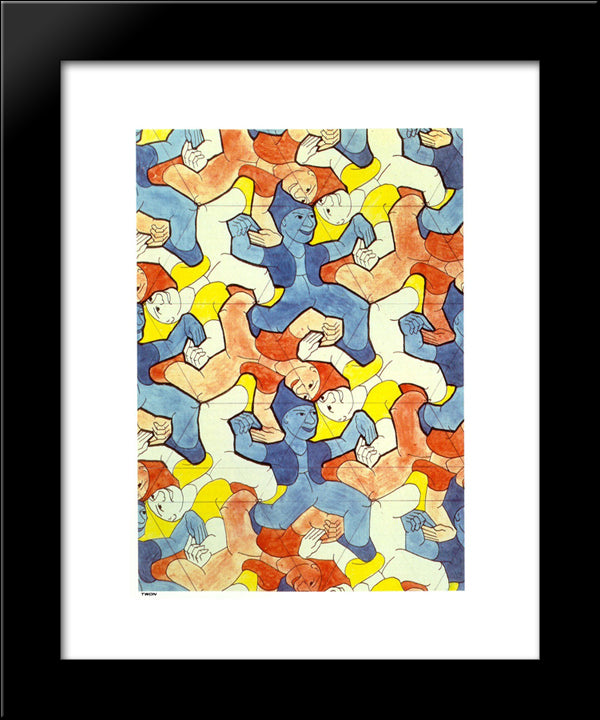 Dwarves 20x24 Black Modern Wood Framed Art Print Poster by Escher, M.C.