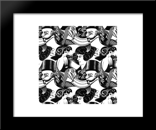 Eight Heads 20x24 Black Modern Wood Framed Art Print Poster by Escher, M.C.