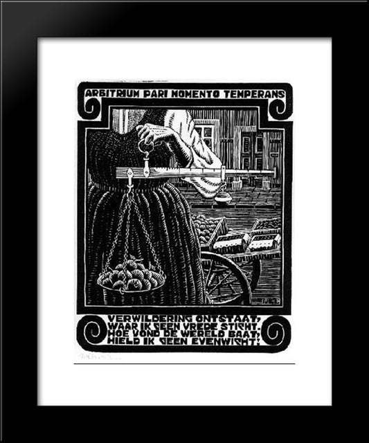 Emblemata - Balance 20x24 Black Modern Wood Framed Art Print Poster by Escher, M.C.