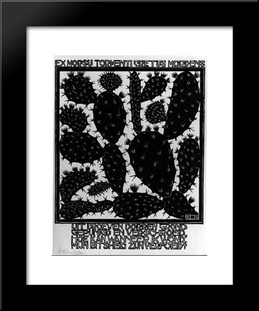 Emblemata - Cactus 20x24 Black Modern Wood Framed Art Print Poster by Escher, M.C.