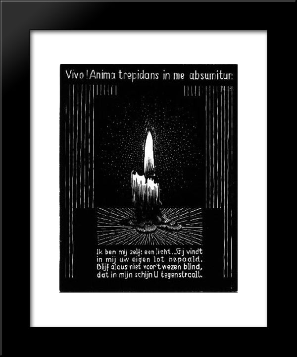 Emblemata - Candle Flame 20x24 Black Modern Wood Framed Art Print Poster by Escher, M.C.