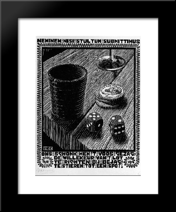 Emblemata - Dice 20x24 Black Modern Wood Framed Art Print Poster by Escher, M.C.