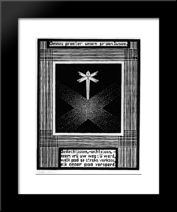 Emblemata - Signpost 20x24 Black Modern Wood Framed Art Print Poster by Escher, M.C.