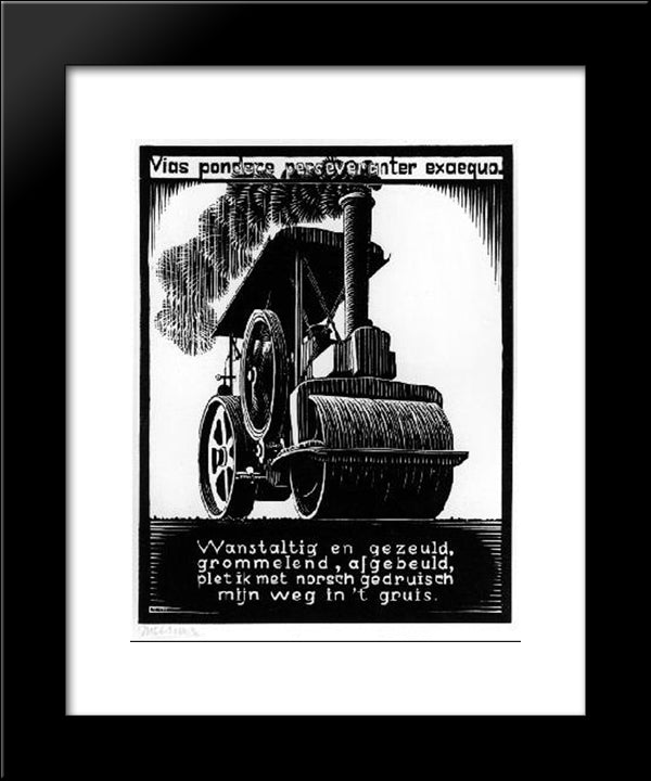 Emblemata - Steamroller 20x24 Black Modern Wood Framed Art Print Poster by Escher, M.C.