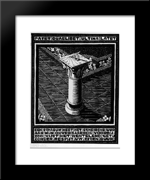 Emblemata - Sundial 20x24 Black Modern Wood Framed Art Print Poster by Escher, M.C.