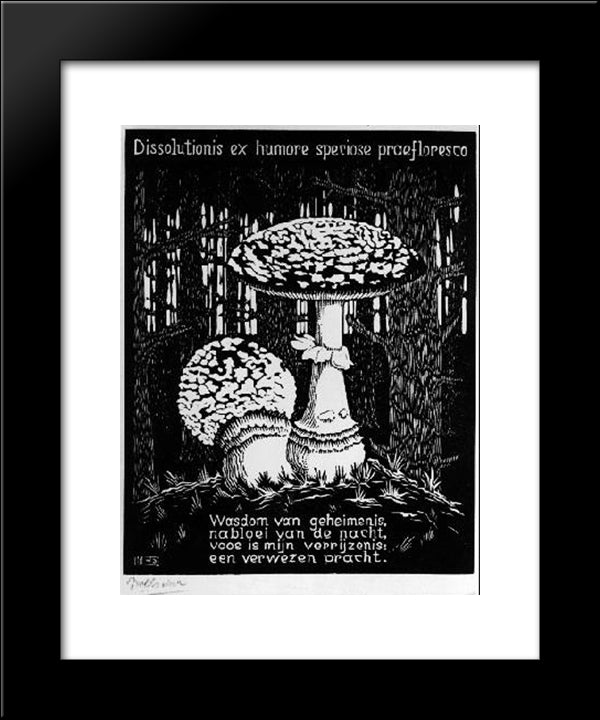 Emblemata - Toadstool 20x24 Black Modern Wood Framed Art Print Poster by Escher, M.C.