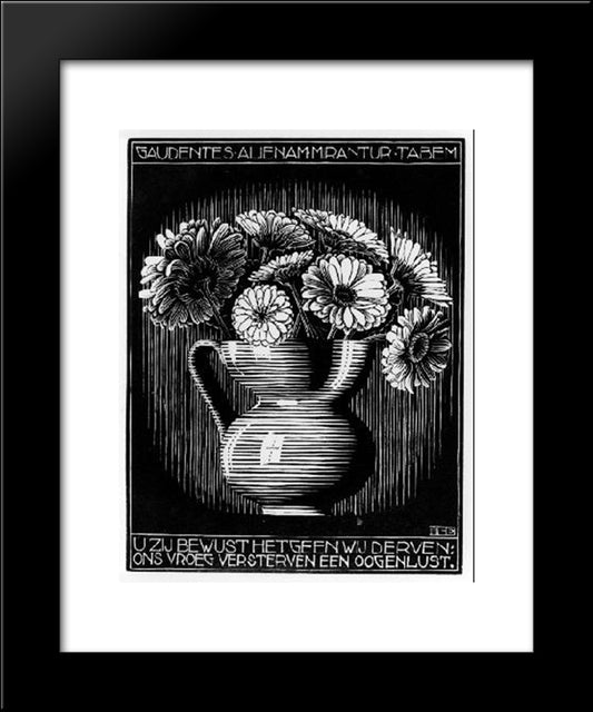 Emblemata - Vase 20x24 Black Modern Wood Framed Art Print Poster by Escher, M.C.