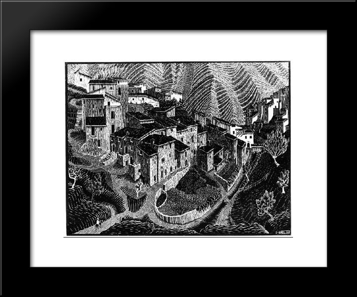 Fara San Martino, Abruzzi 20x24 Black Modern Wood Framed Art Print Poster by Escher, M.C.