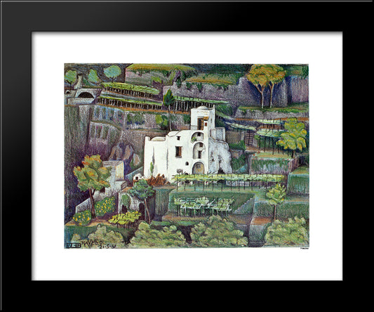 Farmhouse, Ravello Colour 20x24 Black Modern Wood Framed Art Print Poster by Escher, M.C.