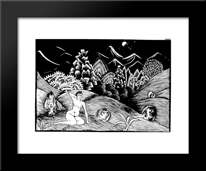 Female Nude In A Landscape 20x24 Black Modern Wood Framed Art Print Poster by Escher, M.C.