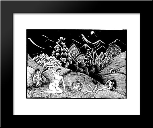 Female Nude In A Landscape 20x24 Black Modern Wood Framed Art Print Poster by Escher, M.C.