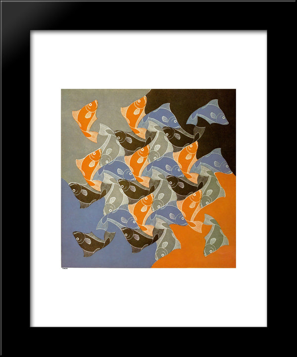 Fish 20x24 Black Modern Wood Framed Art Print Poster by Escher, M.C.