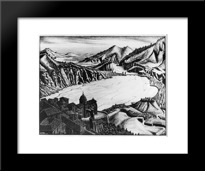 Fiumara, Calabria 20x24 Black Modern Wood Framed Art Print Poster by Escher, M.C.