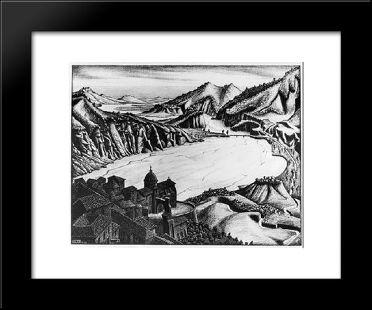 Fiumara, Calabria 20x24 Black Modern Wood Framed Art Print Poster by Escher, M.C.