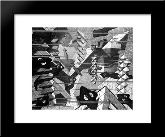 Flat Worms 20x24 Black Modern Wood Framed Art Print Poster by Escher, M.C.