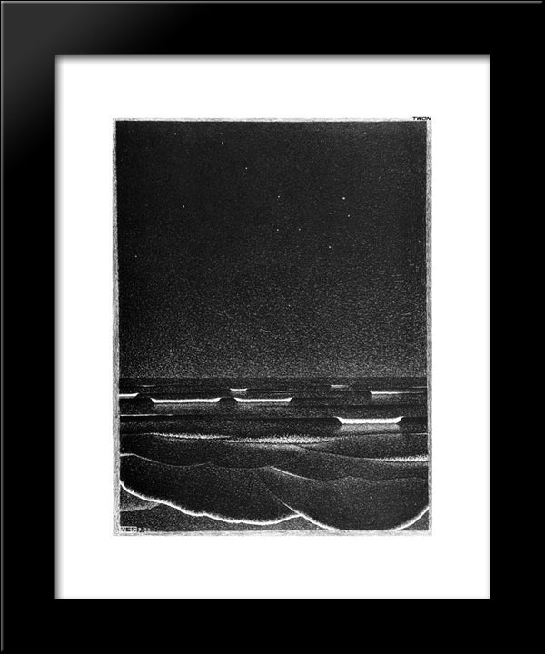 Fluorescent Sea 20x24 Black Modern Wood Framed Art Print Poster by Escher, M.C.