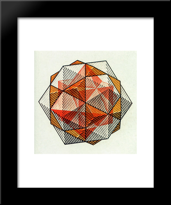 Four Regular Solids 20x24 Black Modern Wood Framed Art Print Poster by Escher, M.C.