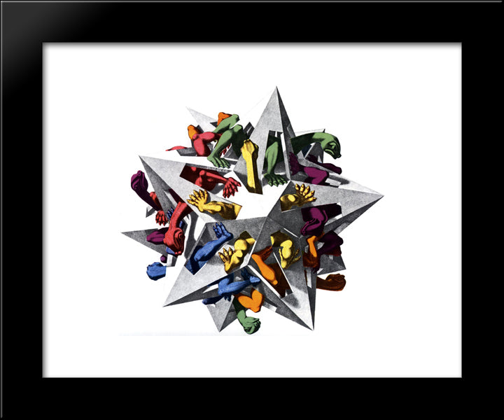 Gravitation 20x24 Black Modern Wood Framed Art Print Poster by Escher, M.C.