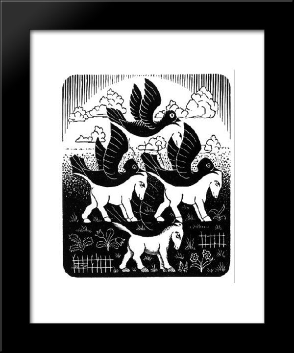 Horses And Birds 20x24 Black Modern Wood Framed Art Print Poster by Escher, M.C.