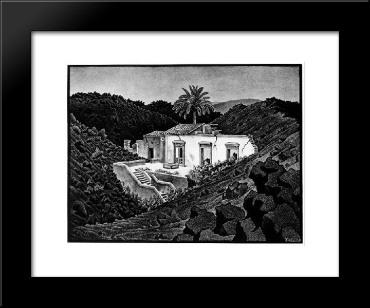 House In The Lava Near Nunziata 20x24 Black Modern Wood Framed Art Print Poster by Escher, M.C.