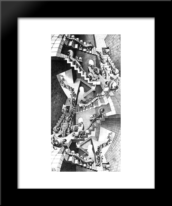 House Of Stairs 20x24 Black Modern Wood Framed Art Print Poster by Escher, M.C.