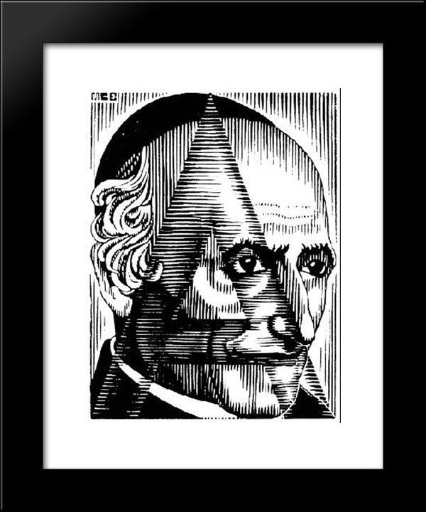 Initial A 20x24 Black Modern Wood Framed Art Print Poster by Escher, M.C.