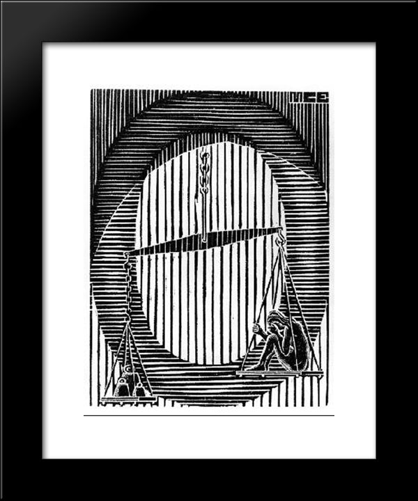 Initial O 20x24 Black Modern Wood Framed Art Print Poster by Escher, M.C.