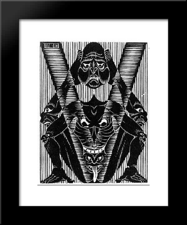 Initial V 20x24 Black Modern Wood Framed Art Print Poster by Escher, M.C.