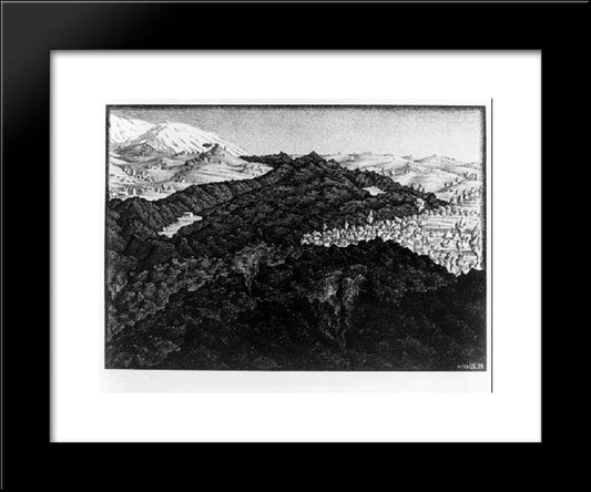 Lava Flow From Etna 20x24 Black Modern Wood Framed Art Print Poster by Escher, M.C.