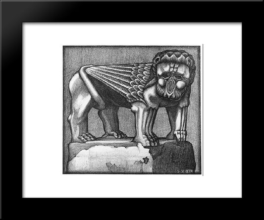 Lion Of The Fountain In The Piazza Al Ravello 20x24 Black Modern Wood Framed Art Print Poster by Escher, M.C.