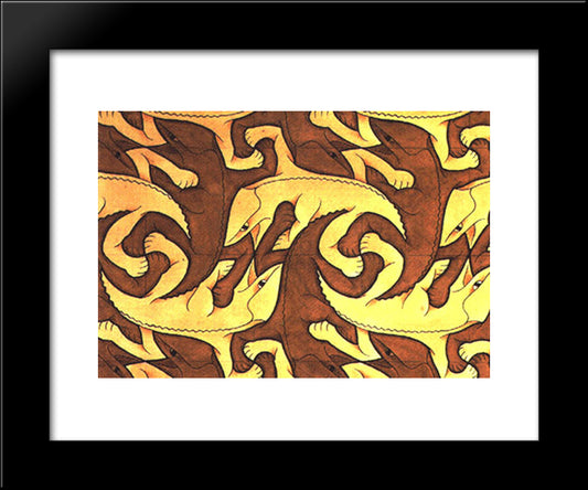 Lizard 20x24 Black Modern Wood Framed Art Print Poster by Escher, M.C.