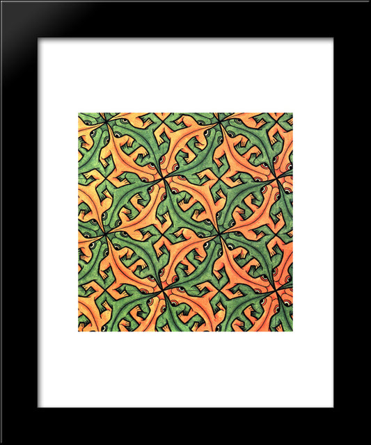 Lizard 2 20x24 Black Modern Wood Framed Art Print Poster by Escher, M.C.